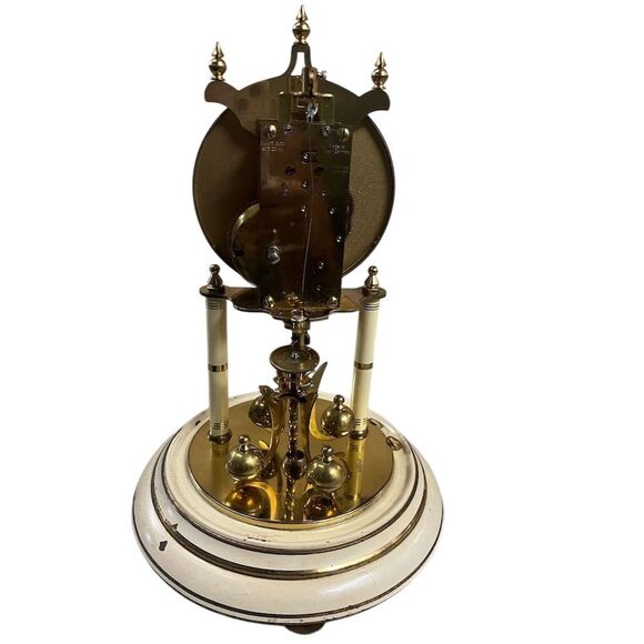 Vintage German Anniversary Clock with Glass Dome Floral Design - Untested - Picture 3 of 6